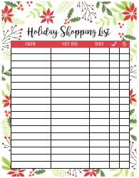 Document preview: Holiday Shopping List Template