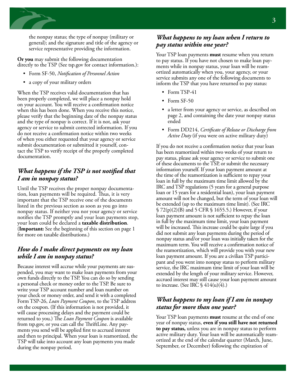 Form TSPFS4 Effect of Nonpay Status on Your Tsp Account, Page 3