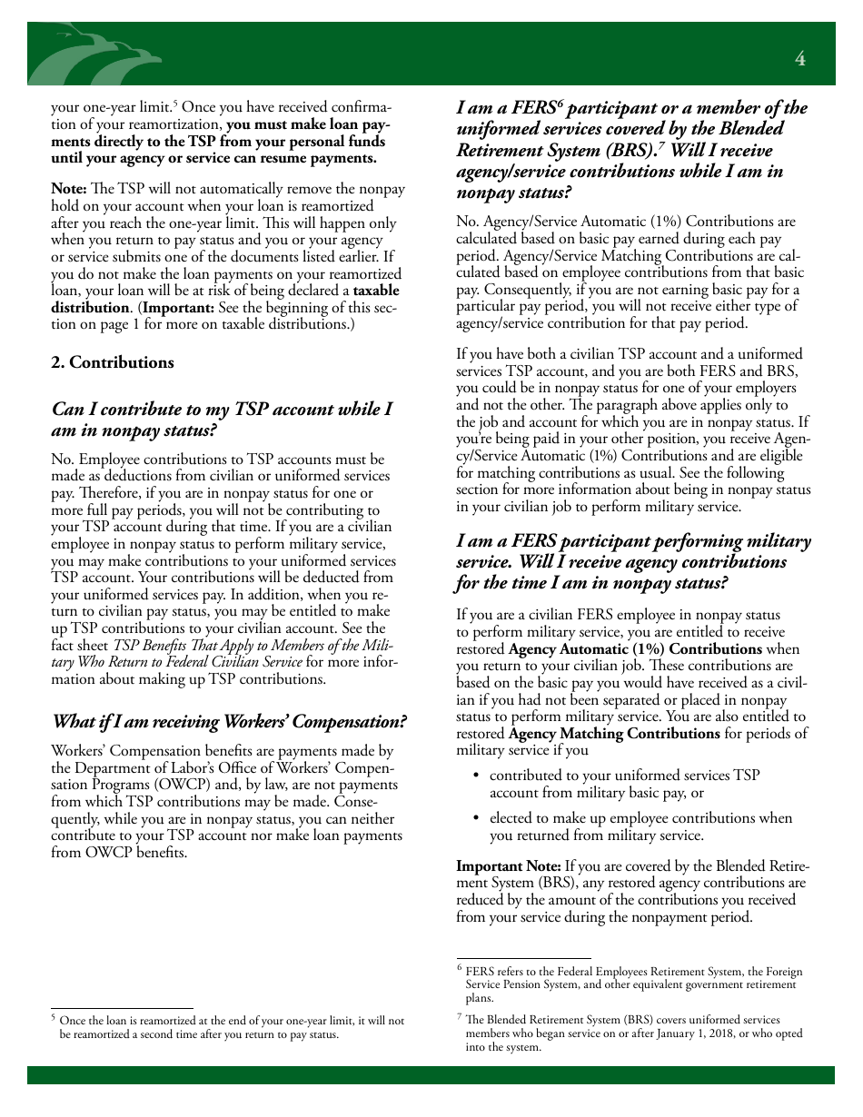 Form TSPFS4 Effect of Nonpay Status on Your Tsp Account, Page 4
