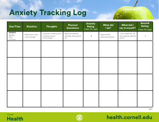 Document preview: Anxiety Tracking Log Template - Cornell Health