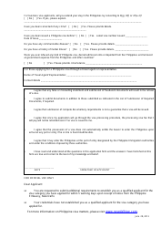 FA Form 2 Application for Philippines Non-immigrant Visa - Embassy of the Philippines - New Delhi, Delhi, India, Page 2