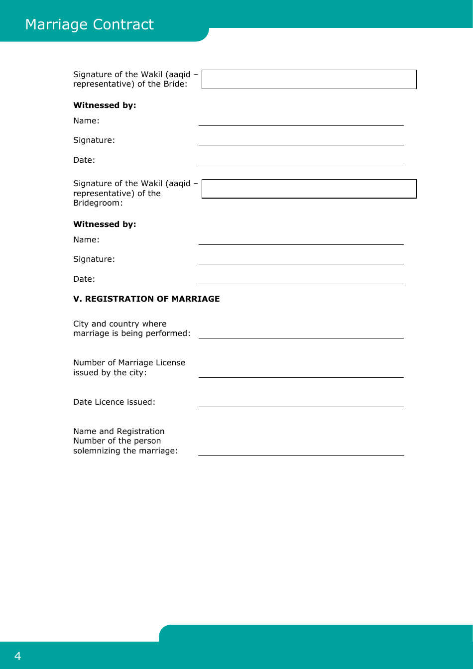 Islamic Marriage Contract Template Fill Out, Sign Online and Download