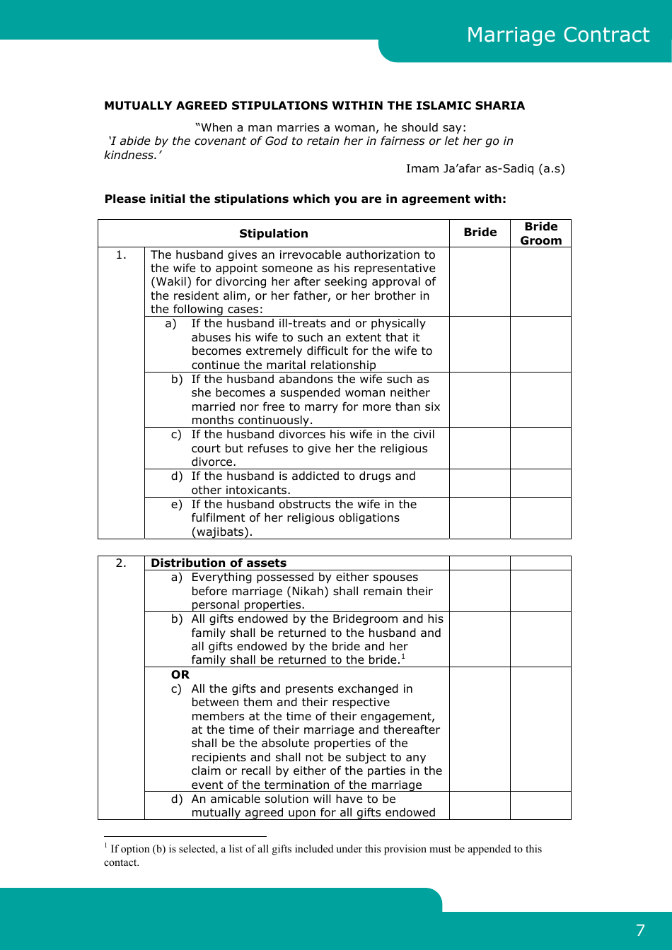 Islamic Marriage Contract Template, Page 7