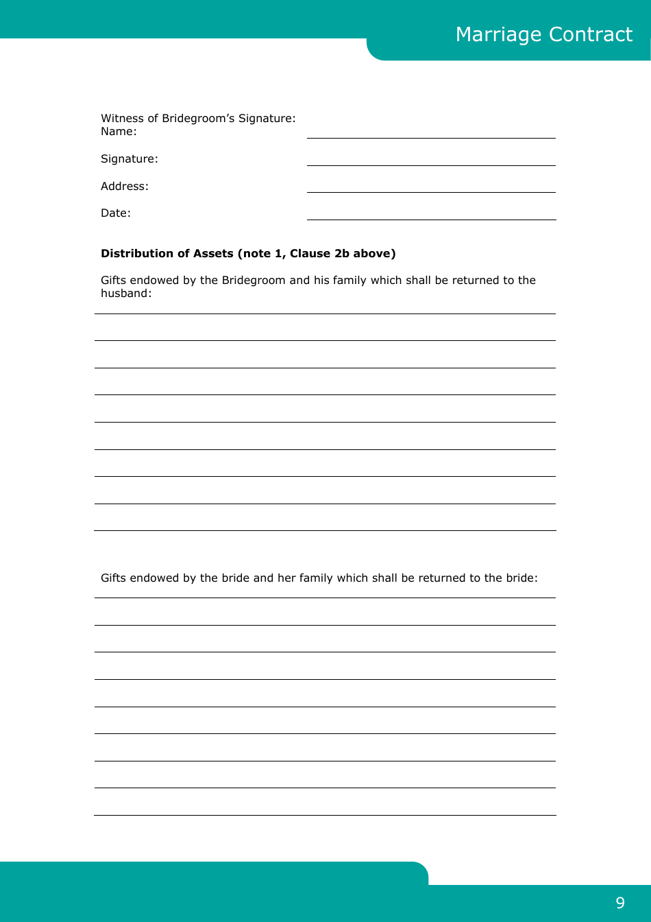 Islamic Marriage Contract Template, Page 9