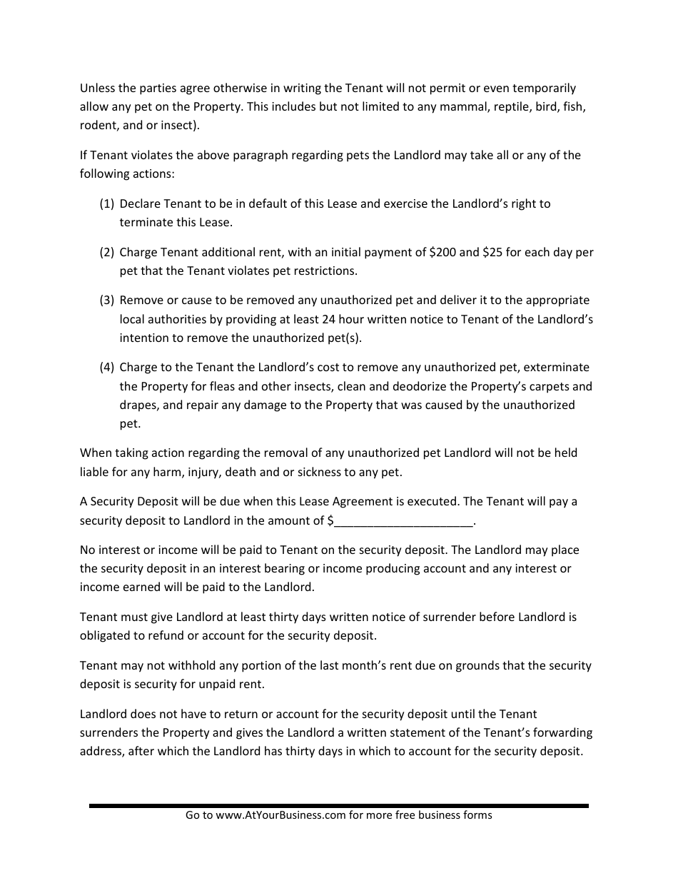 Lease Agreement Template - Lines, Page 4