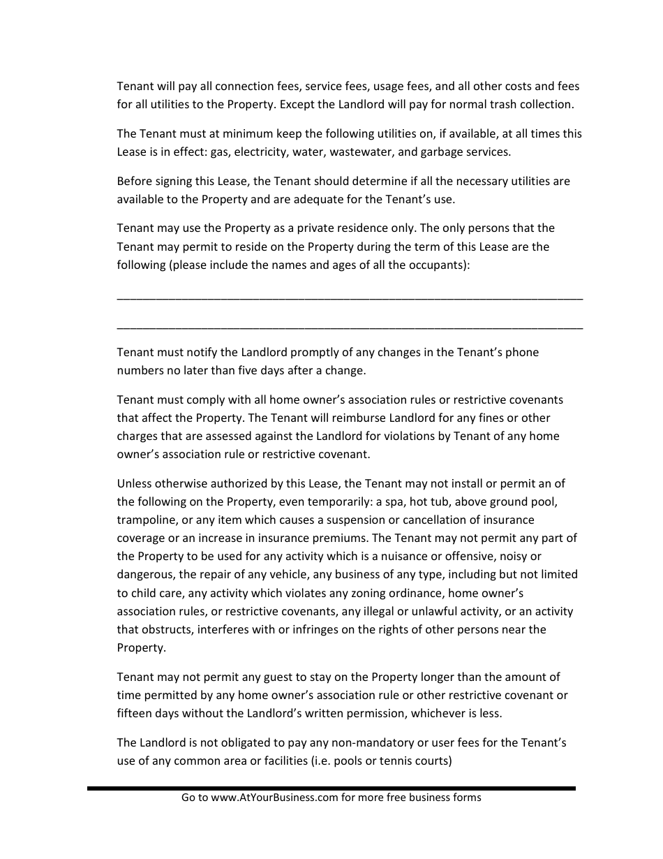 Lease Agreement Template - Lines, Page 6
