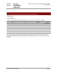 Project Risk Assessment Questionnaire Template, Page 15