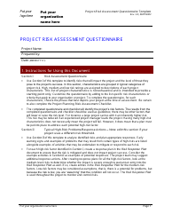 Project Risk Assessment Questionnaire Template