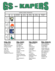 Camp Kaper Charts - Girl Scouts of the Usa Download Printable PDF |