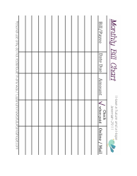 &quot;Monthly Bill Chart Template&quot;