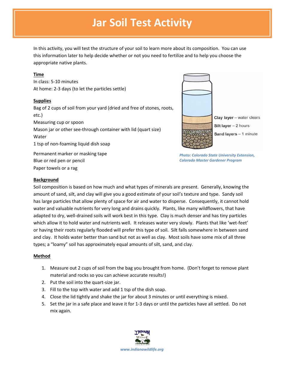 Indiana Jar Soil Test for Kids Indiana Wildlife Federation Download