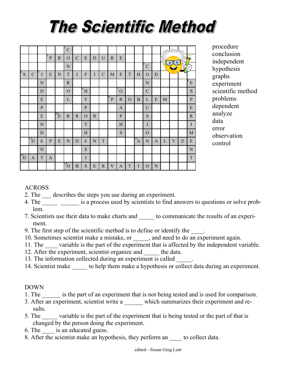 The Scientific Method Crossword Puzzle Template With Answer Key, Page 2