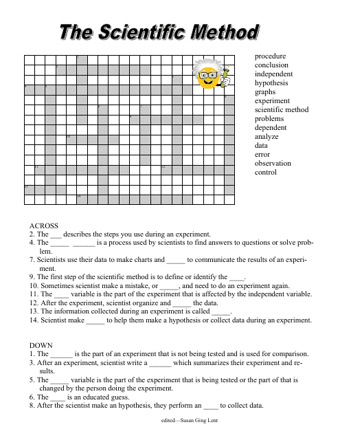&quot;The Scientific Method Crossword Puzzle Template With Answer Key&quot; Download Pdf