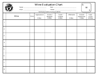 Document preview: Wine Evaluation Chart Template - American Wine Society