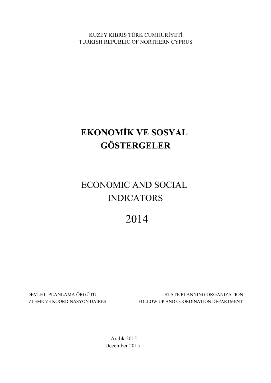 Economic and Social Indicators - State Planning Organization - Northern Cyprus, Page 1
