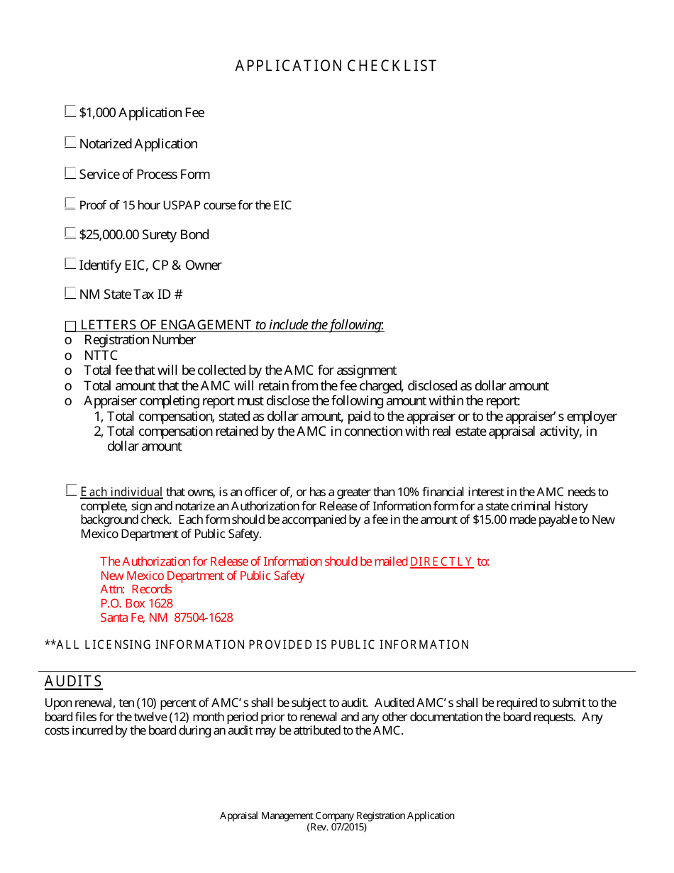 Appraisal Management Company Registration Application - New Mexico, Page 10