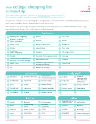 Document preview: College Shopping List Template - Buttoned up