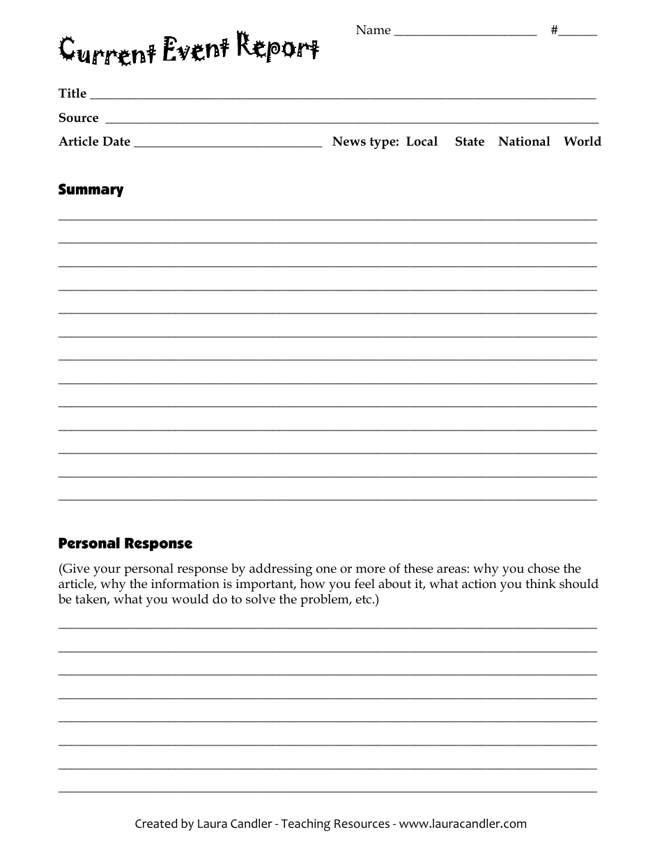 Current Event Report Template, Page 1