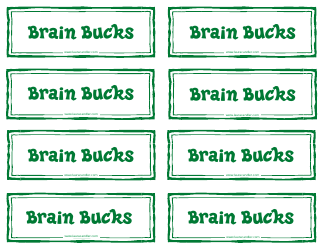 Document preview: Classroom Money Template - Brain Bucks