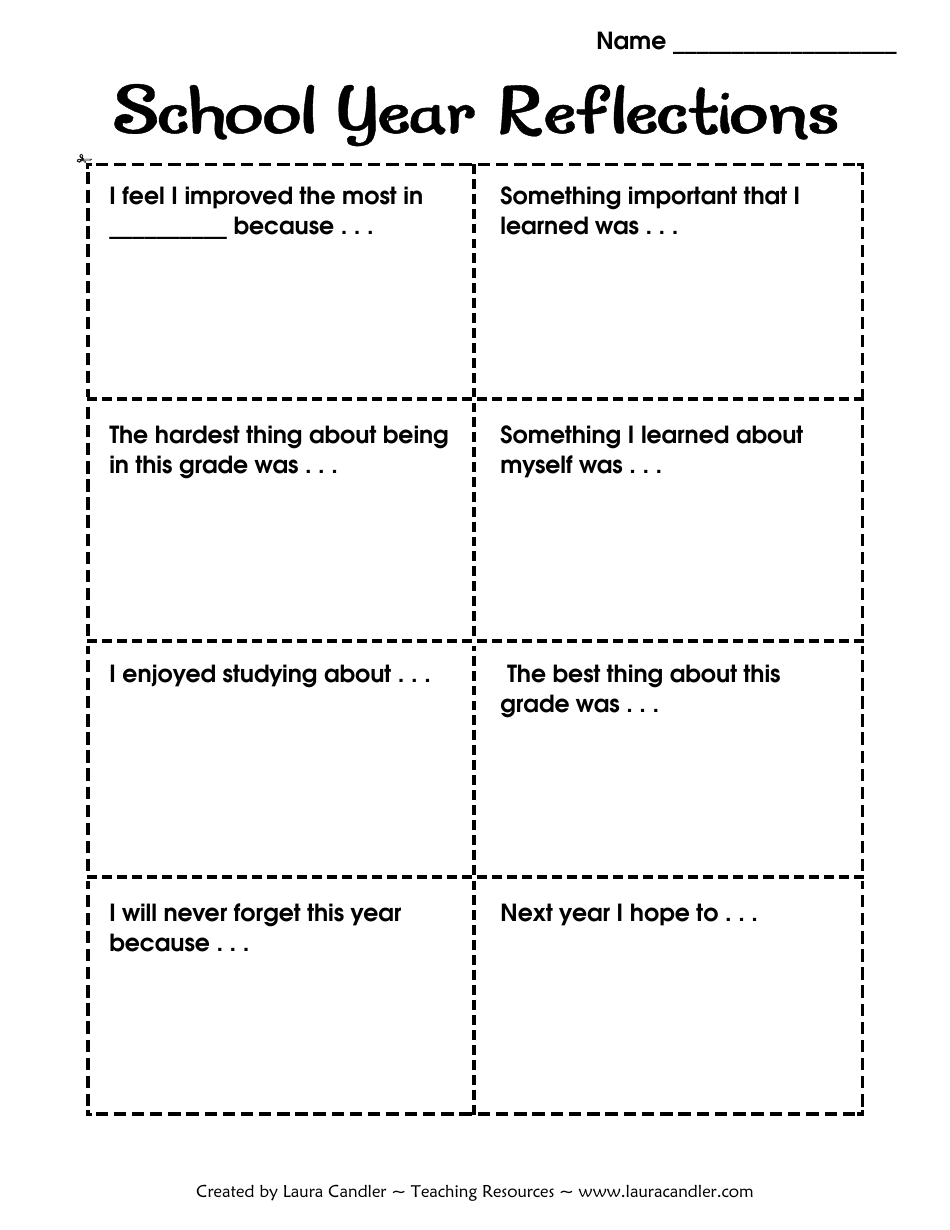 School Year Reflections Card Template - Preview