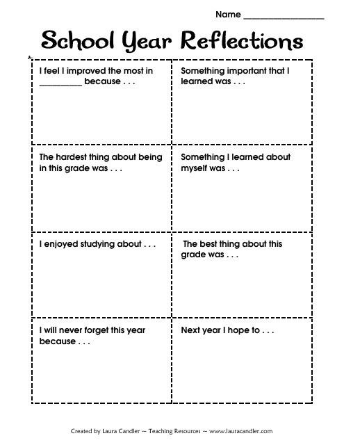 School Year Reflections Card Template