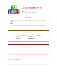 Document preview: Child's Daily Report Sheet Template