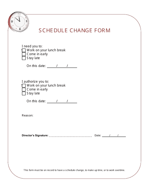 &quot;Schedule Change Form&quot; Download Pdf