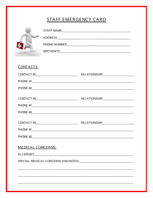 Staff Emergency Card Template Download Printable PDF Templateroller