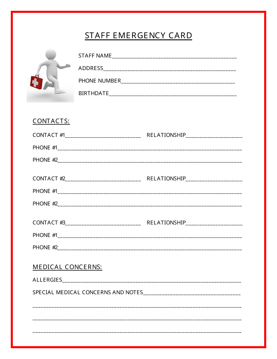 Emergency Contact Card Template