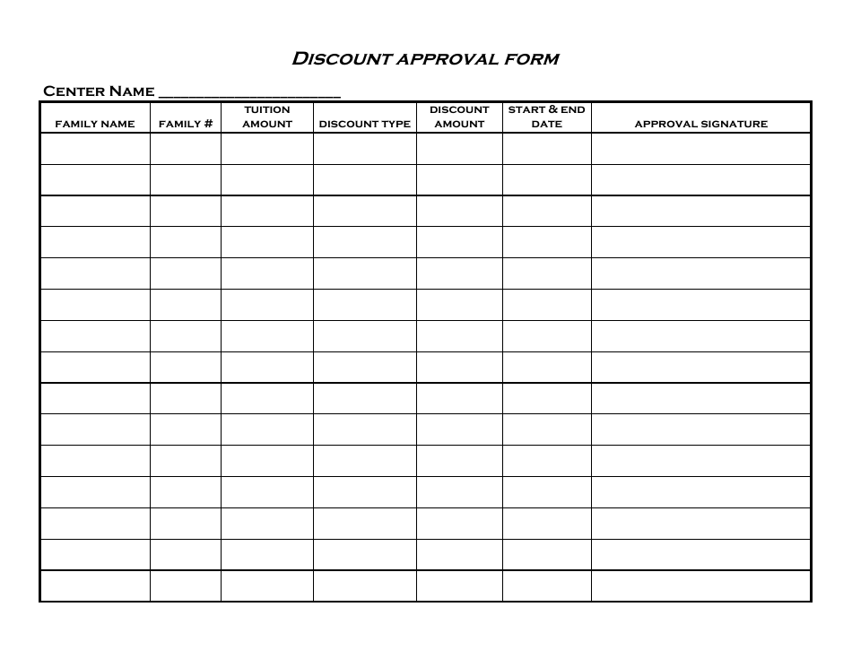 Discount Approval Form, Page 1