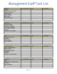 Document preview: Management Staff Task List Template