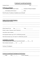 &quot;Employee Counseling Statement Template&quot;