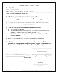 Document preview: Affidavit of Attorney-In-fact Form - Florida