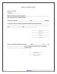 Document preview: Translation Affidavit Form - Florida