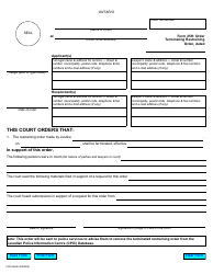 Document preview: Form 25H Order Terminating Restraining Order - Ontario, Canada