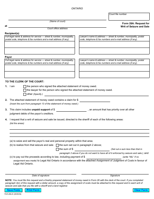 Form 28A Printable Pdf
