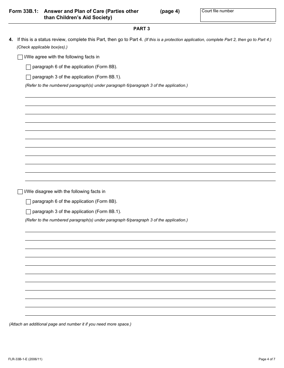 Form 33B.1 Answer and Plan of Care (Parties Other Than Childrens Aid Society) - Ontario, Canada, Page 4