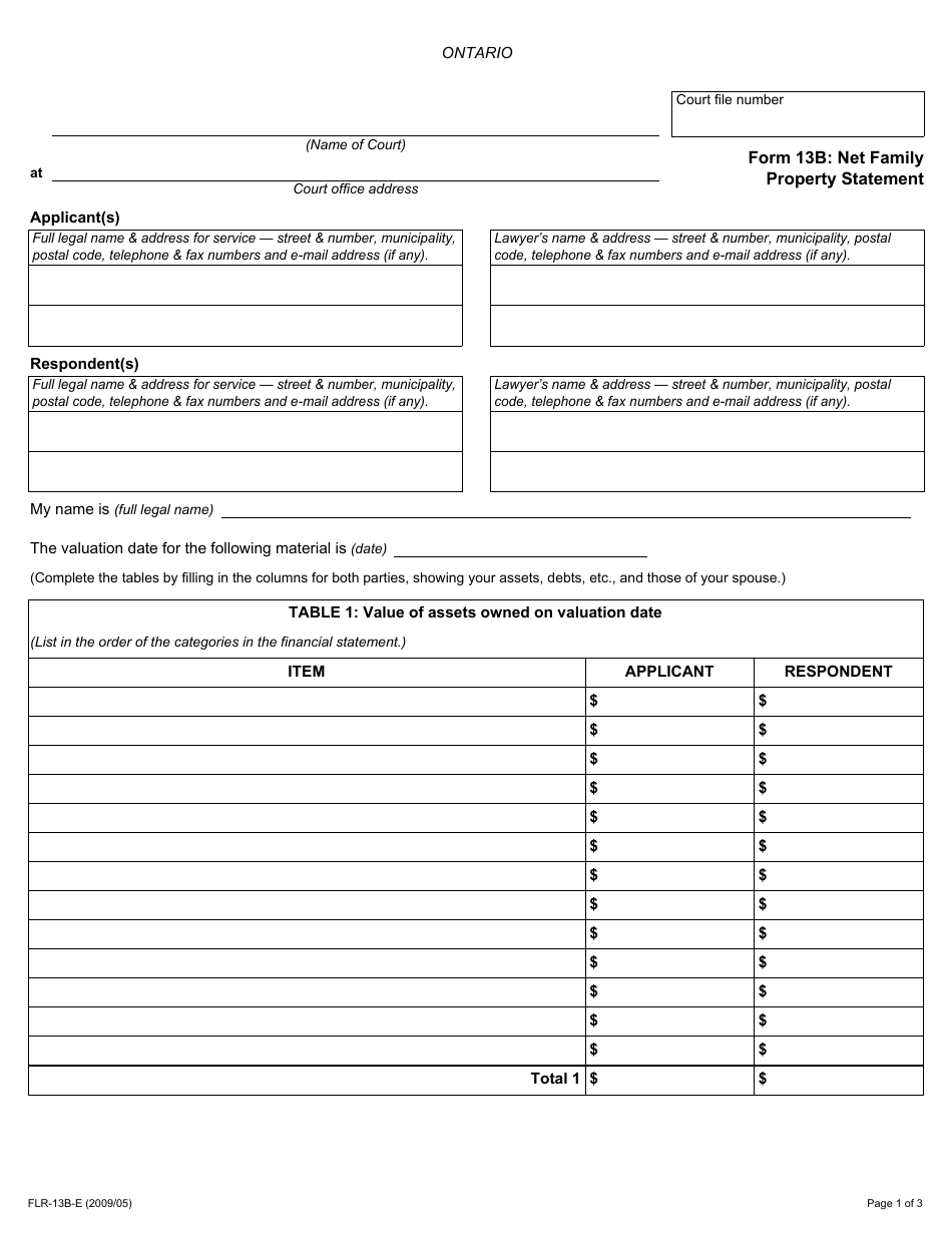Form 13B Fill Out, Sign Online and Download Fillable PDF, Ontario