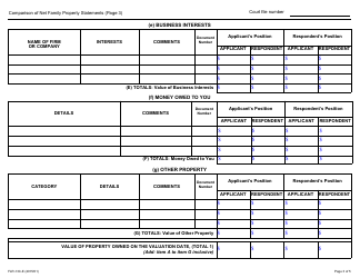 Form 13C Comparison of Net Family Property Statements - Ontario, Canada, Page 3