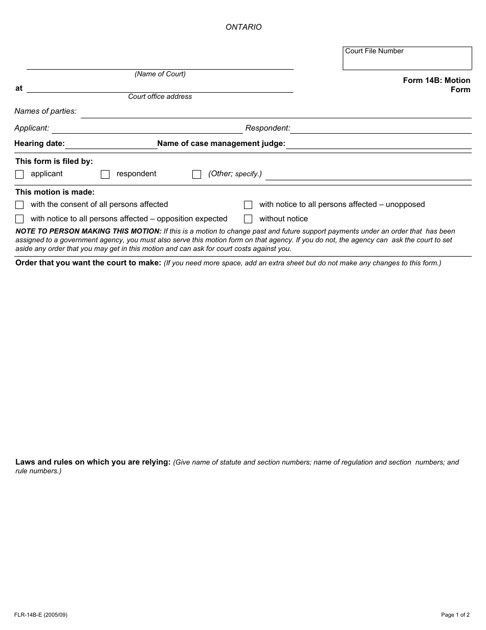 Form 14B - Fill Out, Sign Online And Download Fillable PDF, Ontario ...