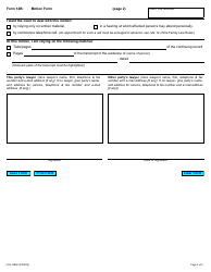 Form 14B Motion Form - Ontario, Canada, Page 2