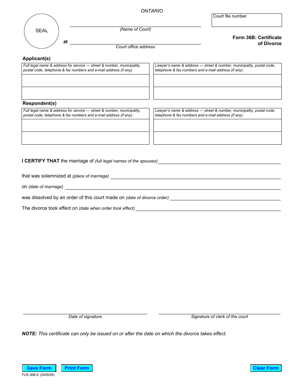 Form 36B Fill Out Sign Online And Download Fillable PDF Ontario