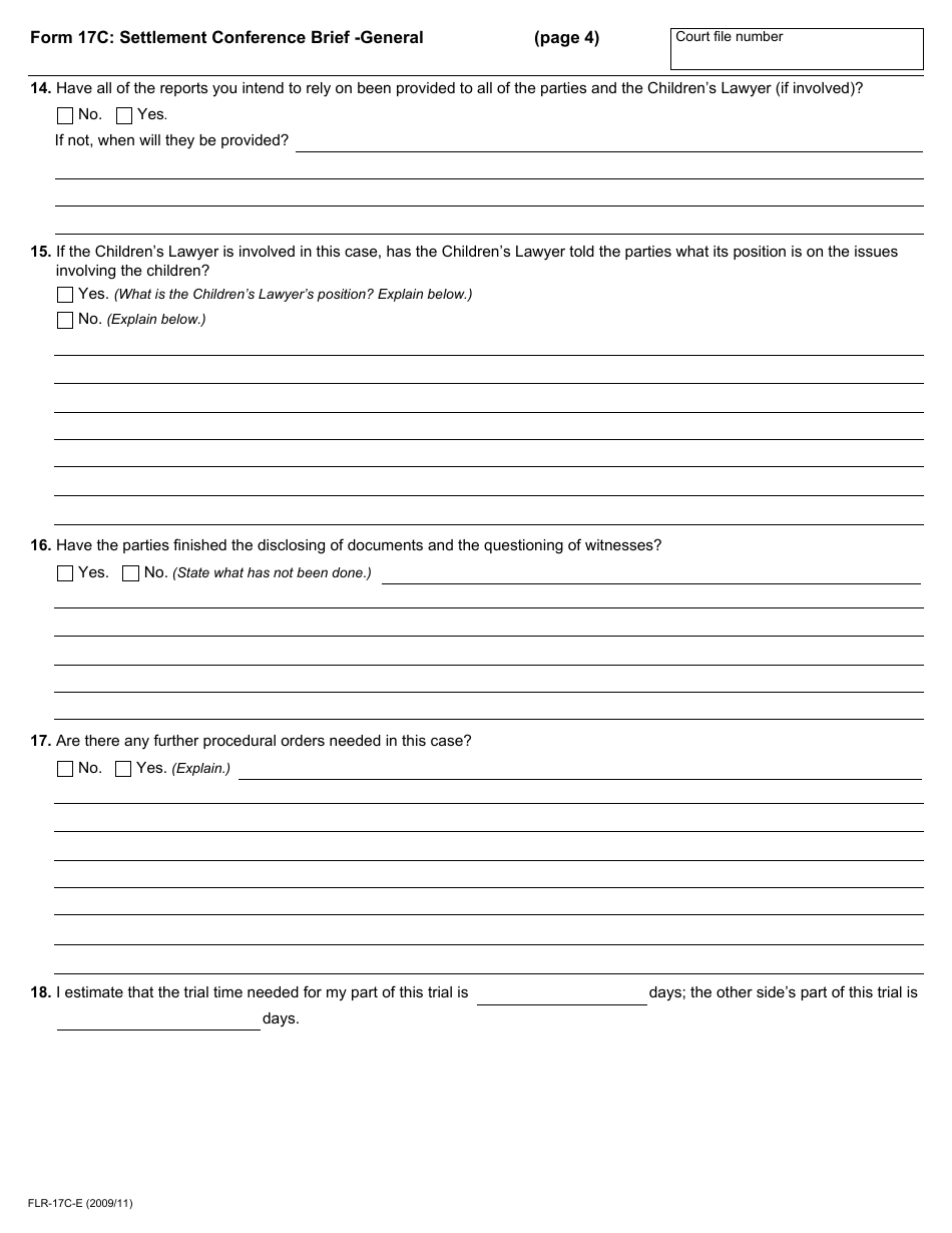 Form 17c Settlement Conference Brief - General - Ontario, Canada, Page 4