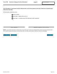 Form 37B Direction to Request Further Information - Ontario, Canada, Page 2