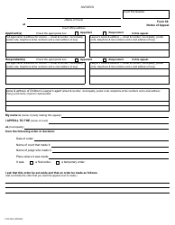 Form 38 &quot;Notice of Appeal&quot; - Ontario, Canada