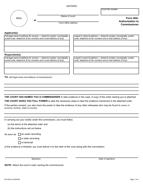 Form 20A  Printable Pdf