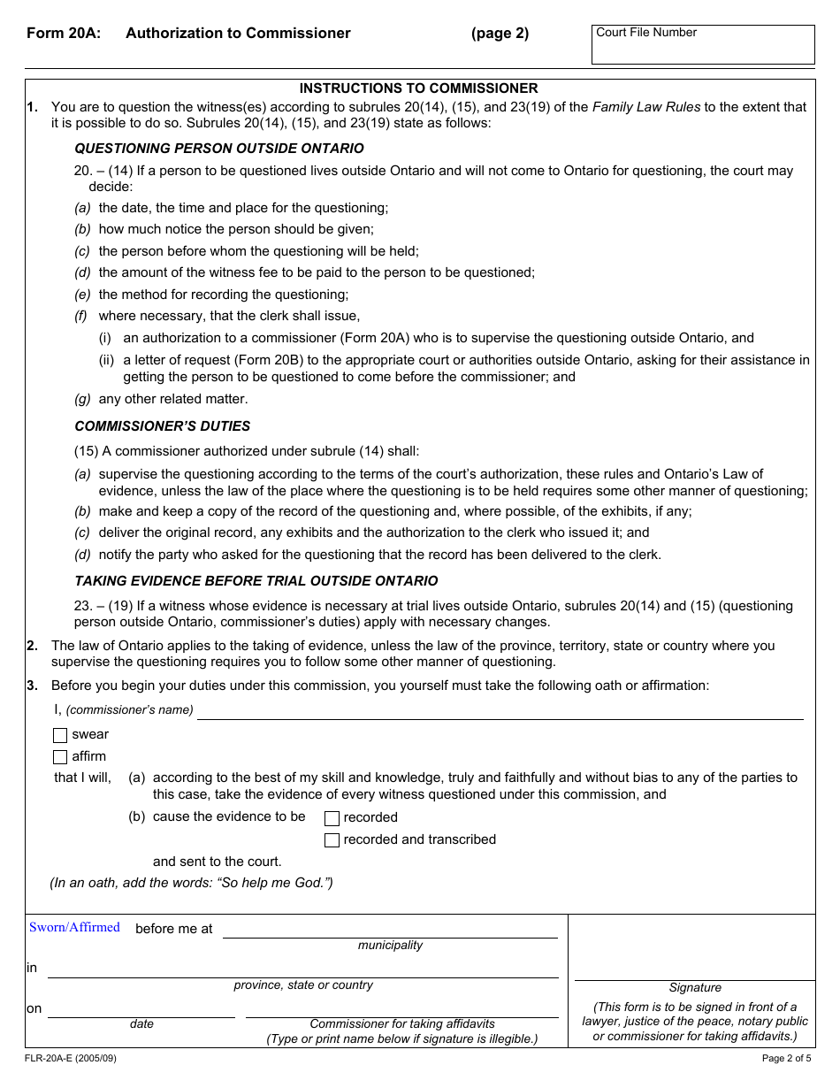 Form 20A Fill Out, Sign Online and Download Fillable PDF, Ontario