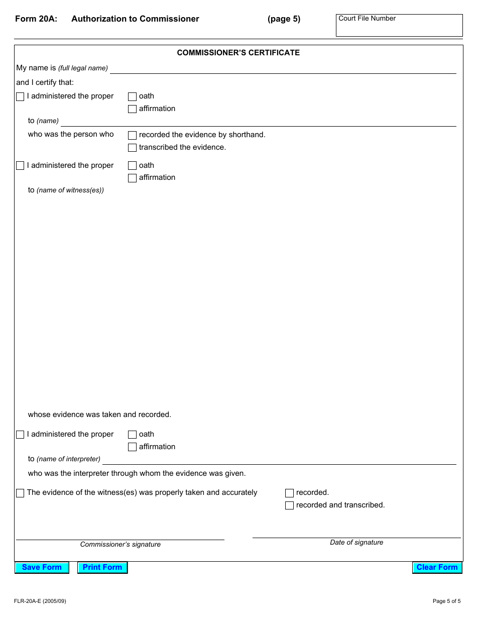 Form 20A Authorization to Commissioner - Ontario, Canada, Page 5