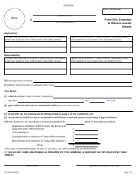 Form 23A Summons to Witness Outside Ontario - Ontario, Canada