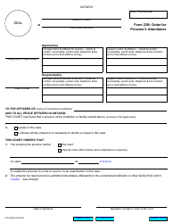 Document preview: Form 23B Order for Prisoner's Attendance - Ontario, Canada